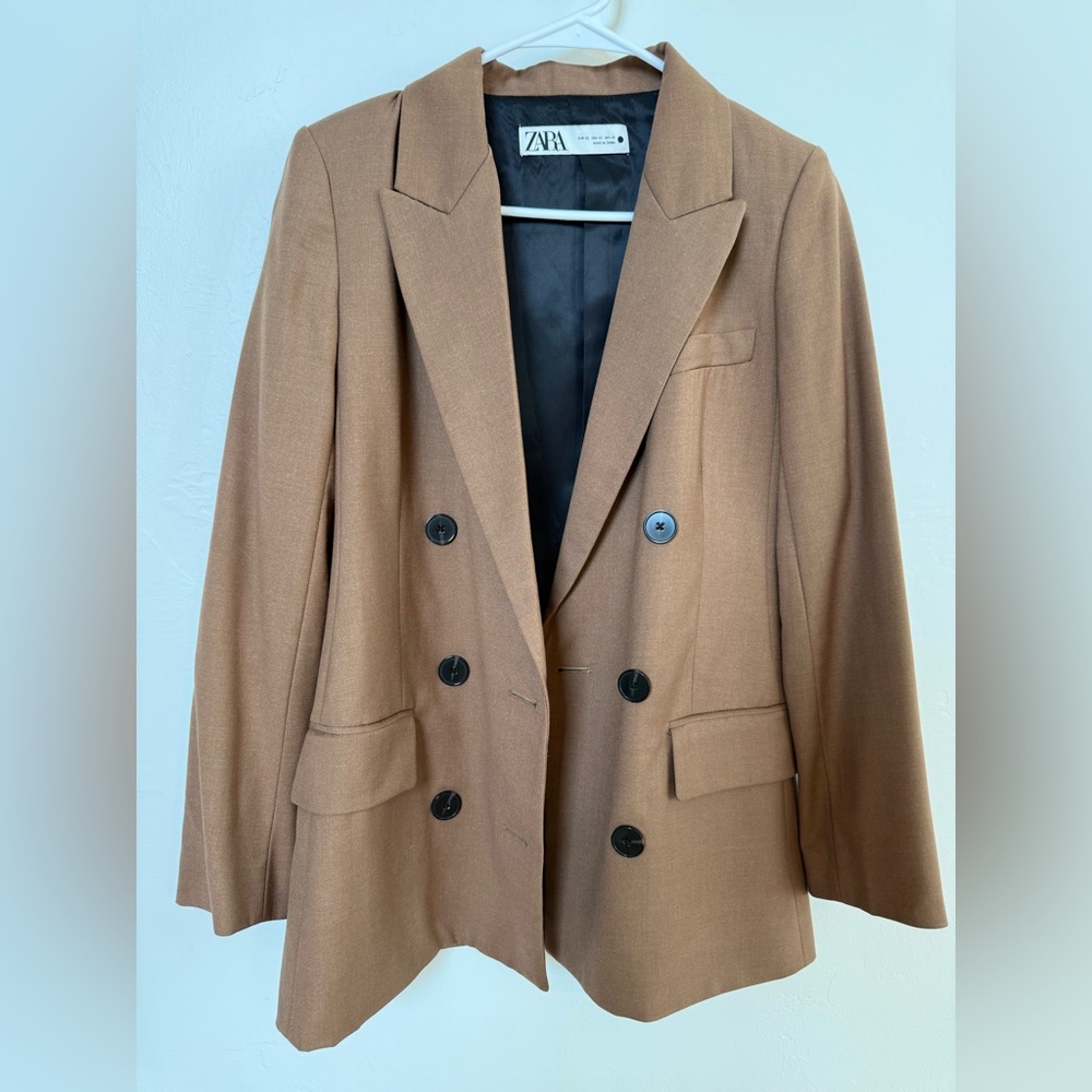 Zara Black Lined Jacket with Cream Label